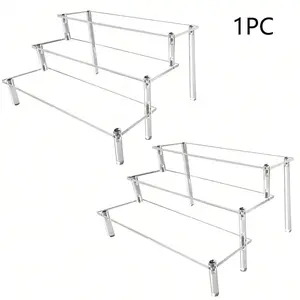 1pc Acrylic Display Stand, Transparent Acrylic Tube Rack, Suitable for Perfume, Cosmetics, Cupcakes, Desserts, 1/2/3 Layer (single Layer 20cm), Double Tiers