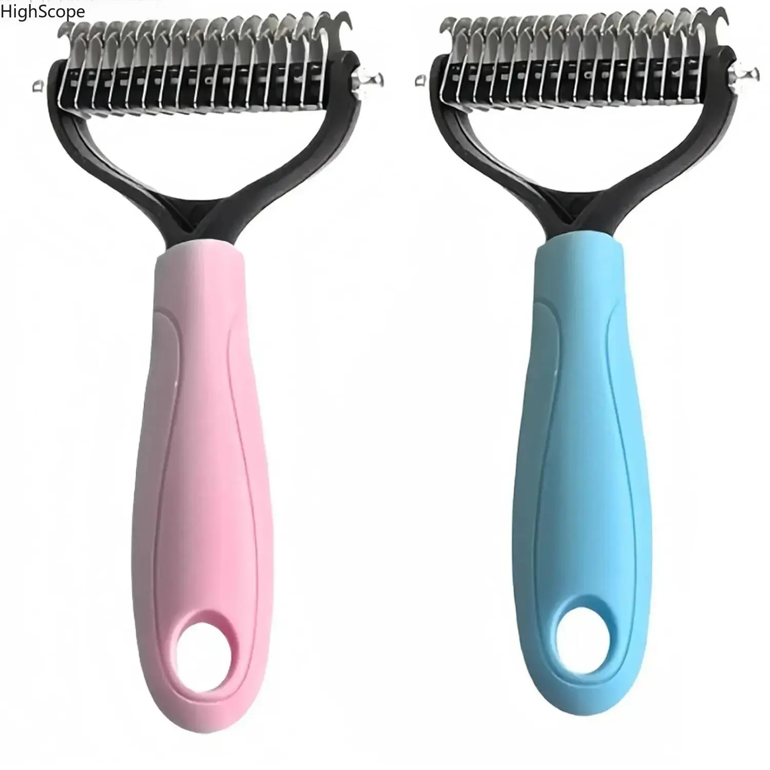 2 Pack 2 Sided Pet Deshedding Brush, Dematting Comb Undercoat Rake for Dogs & Cats
