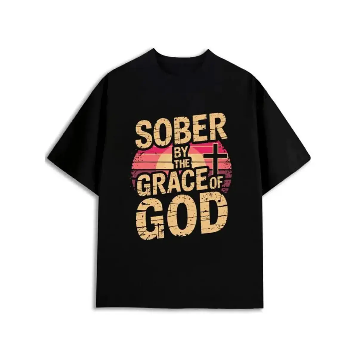 Gr of God Sober Tee mens Christianity round neck T-shirt black Soft and comfortable Summer wear Vintage-inspired, comfortable fit religious gifts church costumes Comfortable daily wear