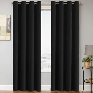 High-Blocking Curtains Minimalist Style, Insulated Nordic Plain Background Drapes for Bedroom Living Room Balcony, Sun Protection Hole Processing Grommet Curtains