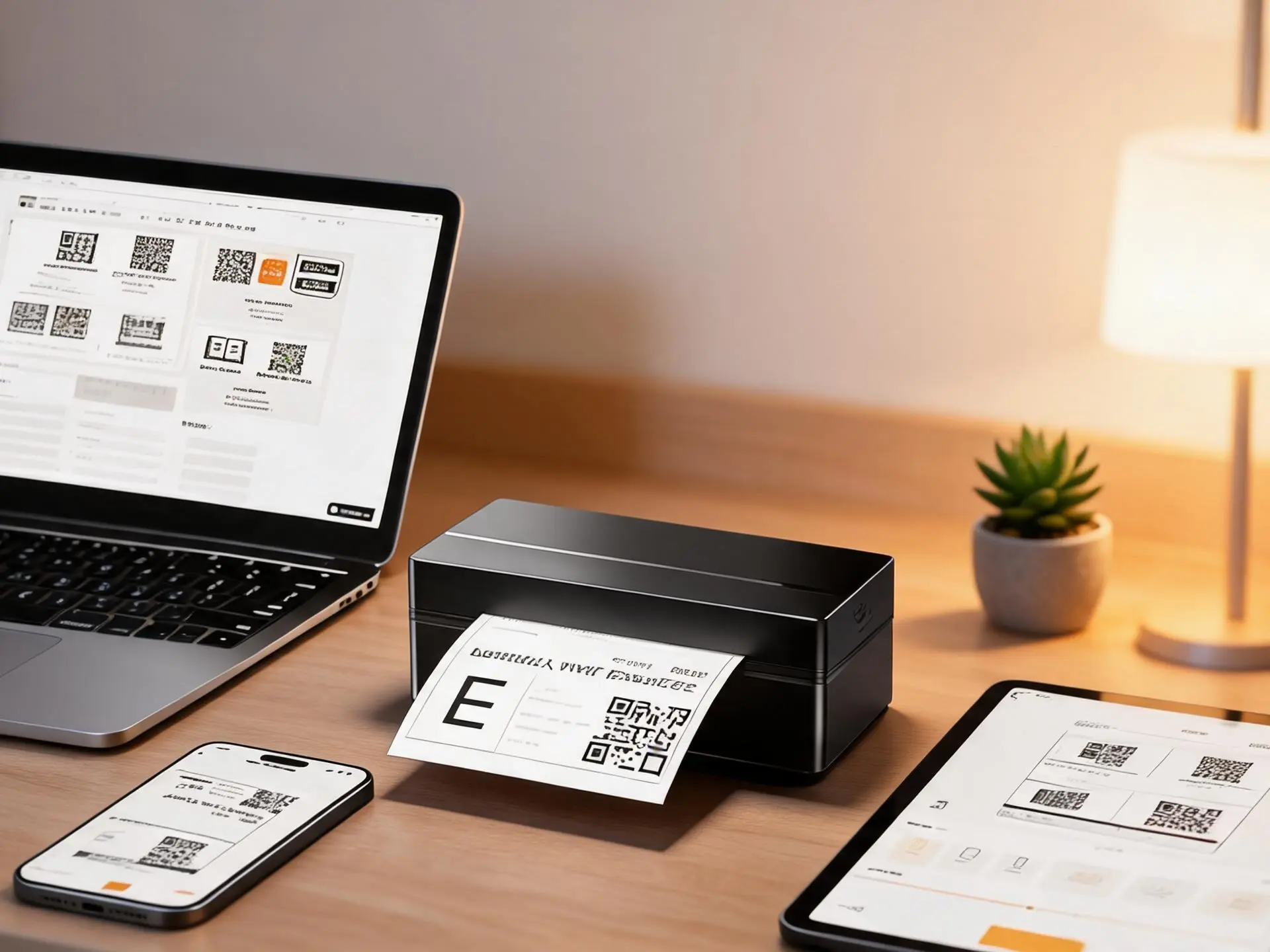 Wireless Bluetooth Thermal Shipping Label Printer, 4x6 Inch Label Maker for Shipping Parcels, Compatible with iOS & Android Mobile Devices, Works Seamlessly with Major E-commerce Platforms & Logistics Services, Black Finish