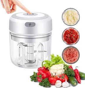 Electric Mini Garlic Chopper,Portable Mini Mincer Electric Food Processor, garlic mincer onion veggie chopper,250ml Mini Baby Food Maker Presses for Chili Meat Spices Chopper Blender Machine