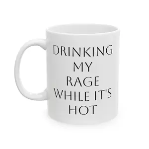 Rage Ceramic Mug, Funny Coffee Cup, Sarcastic Tea Mug, Anger Management Drinkware, Hot Beverage Cup, Gift for Angry Friend