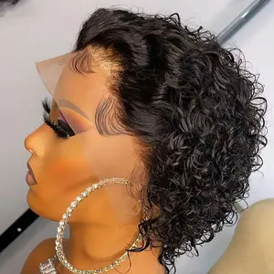 Trendy Short Pixie Cut Human Hair Wig 13x1 T-Part Lace Frontal Bob Sleek Summer Style Human Hair Wigs for Black Women Ready to Wear