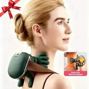 Neck and shoulder heating massager with electric massage, wireless USB powered deep tissue massage pad, Cordless heating pad, finger pressure massager, suitable for neck, shoulder, ideal gift for office, home, and travel, Adjustable Heating Temperature