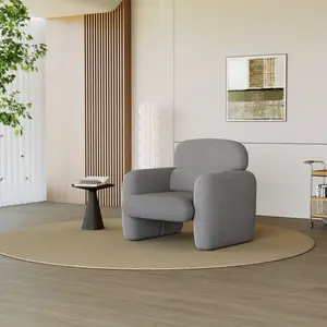 Modern Accent Chair, Wood Frame Sofa Chair, Comfortable Reading Armchair for Living Room, Bedroom, Apartment, Corner, Quick & Easy Assembly, Gray