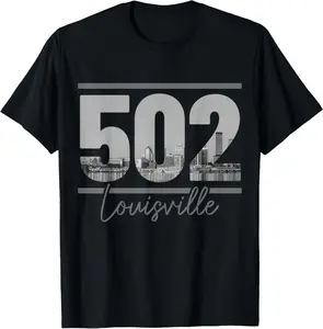 100%cotton Louisville 502 Area Code Skyline Kentucky Pride Vintage T-Shirt