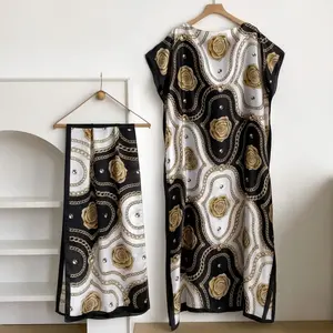 MooMoo Women's Colorblock Print Long Scarf-Poncho Set, Casual Soft Comfortable Shawl, Beach Outdoor Wear Swimwear Coverup, Fashion Accessory for Women