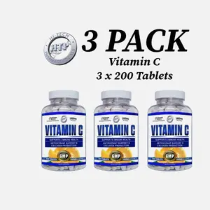 3 PACK Hi Tech Pharma Vitamin C 1000mg 200 Tablets IMMUNE SUPPORT
