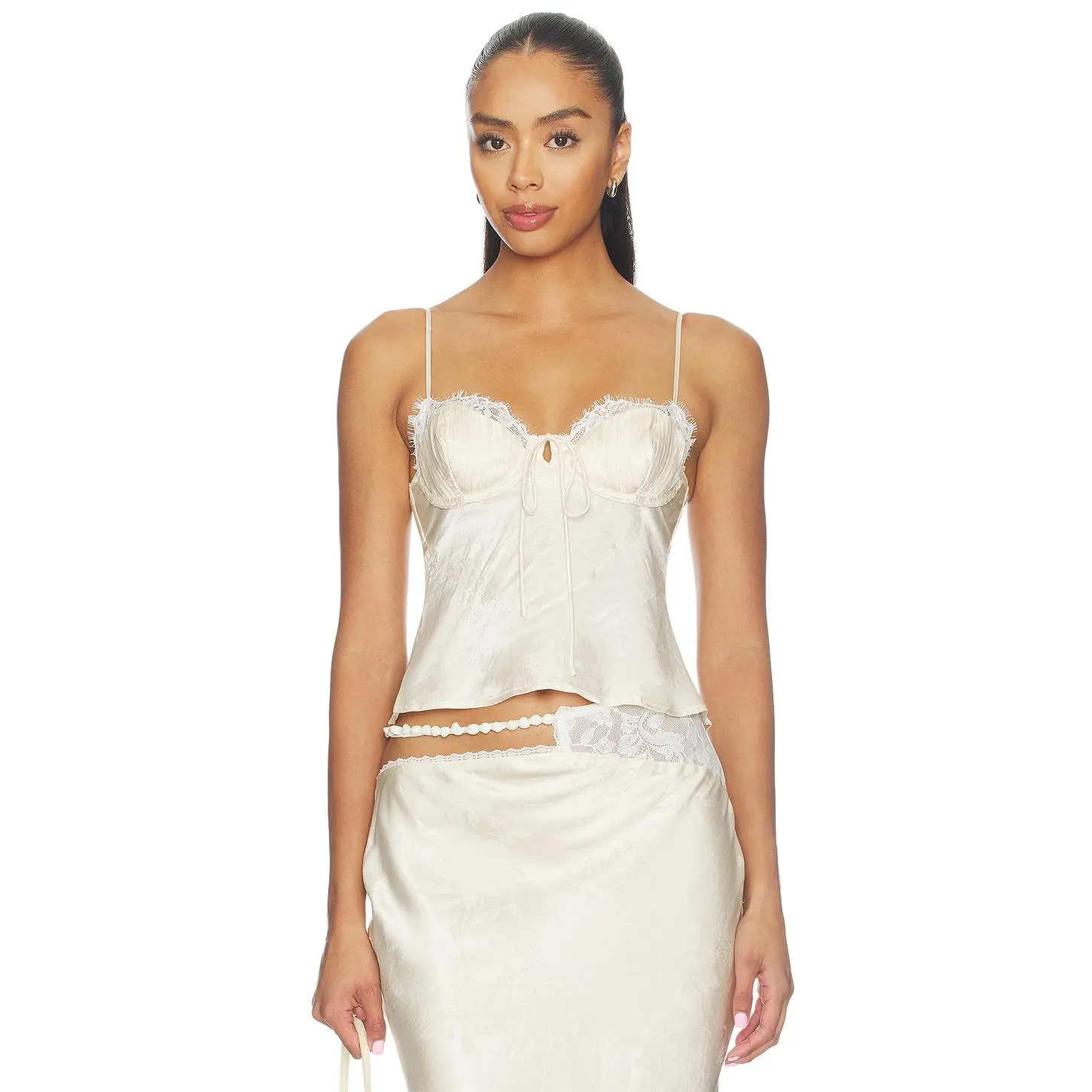 For Love & Lemons Babette Camisole Top in Cream