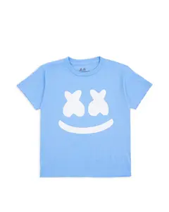 Marshmello - Youth Smile T-Shirt, Smile T-Shirt (Youth) — Carolina Blue, Unisex - 100% Preshrunk Cotton