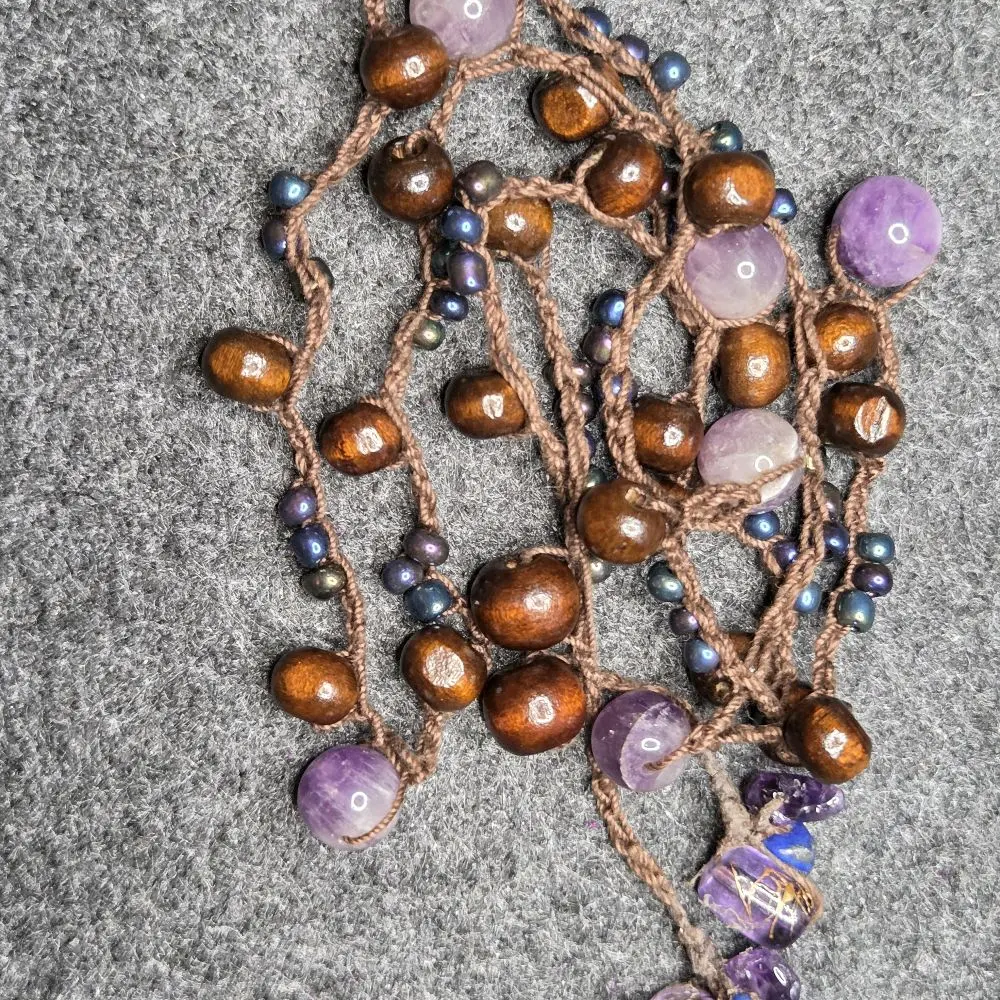 The Amethyst-  Crochet Wrap around; can be worn as a anklet, bracelet, or choker necklace.