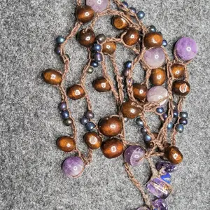 The Amethyst-  Crochet Wrap around; can be worn as a anklet, bracelet, or choker necklace.