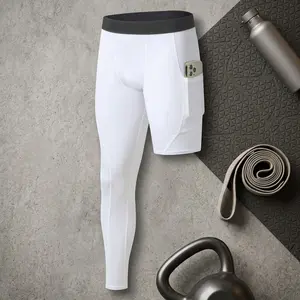 Men's Single Leg Compression Pants - Full Length Tight Basketball Base Layer Leggings Underwear for Sports Training Workout Gym Athletic Performance Support and Recovery