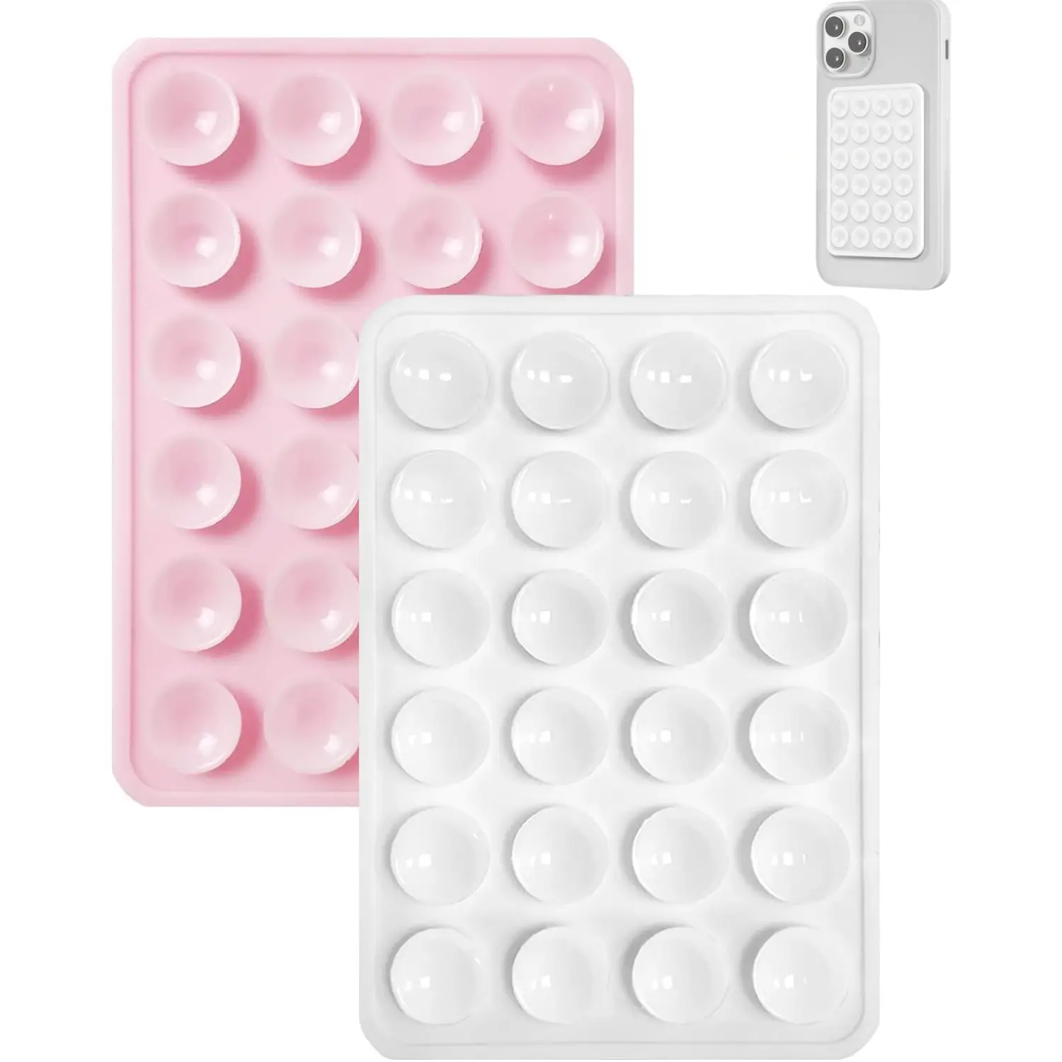 2PCS Silicone Suction Phone Case Mount, Suction Phone Case Mount for iPhone and Android, Hands-Free Mirror Shower Phone Accessories Holder for Selfies