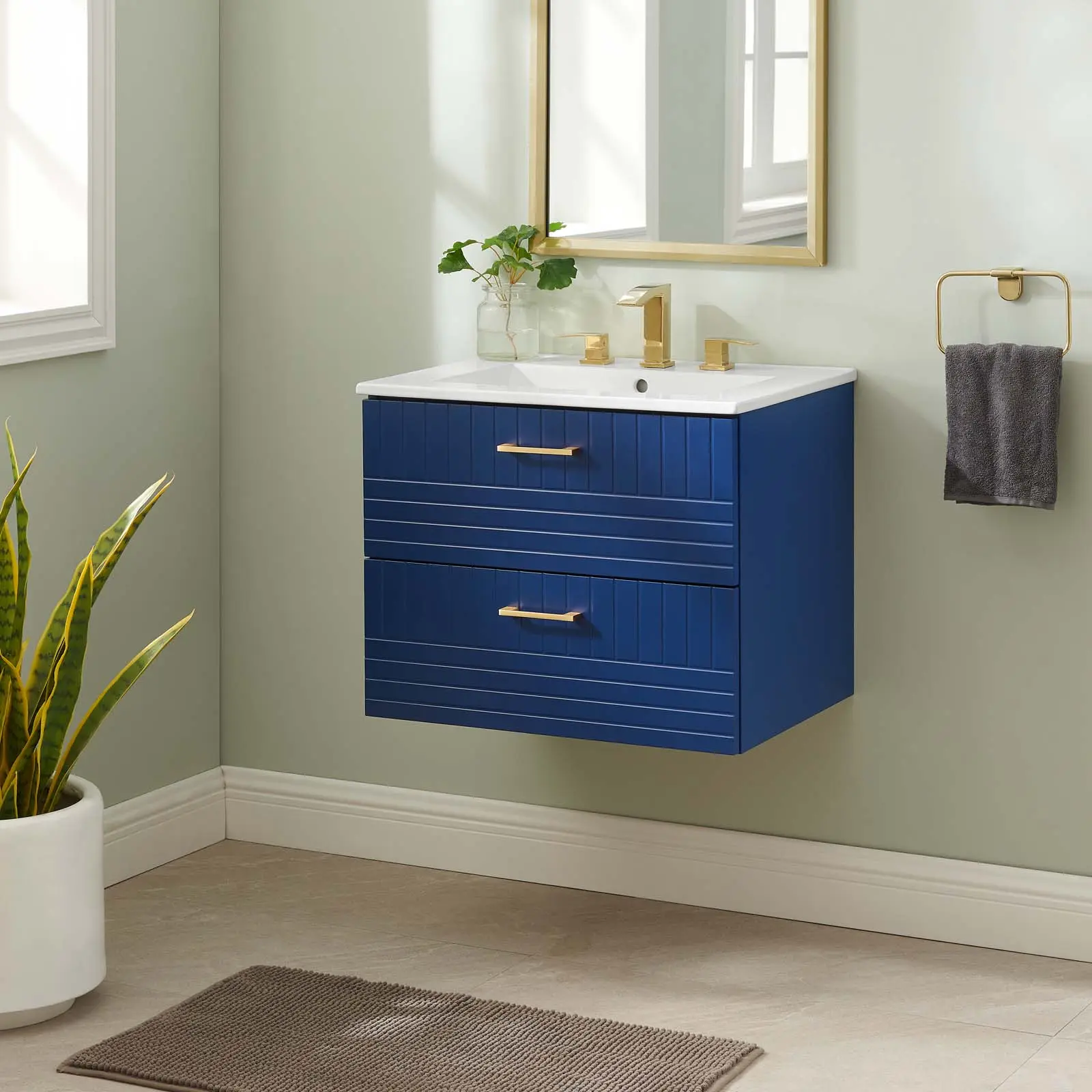 Modway Daybreak 24" Bathroom Vanity in Blue White Modway Daybreak 24" Bathroom Vanity in Blue White