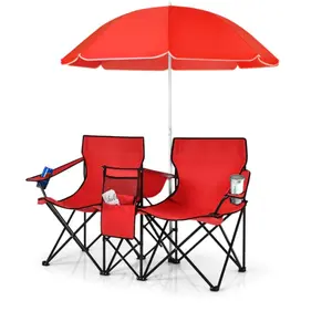 Folding Picnic Double Chair With Umbrella for Outdoor Activities