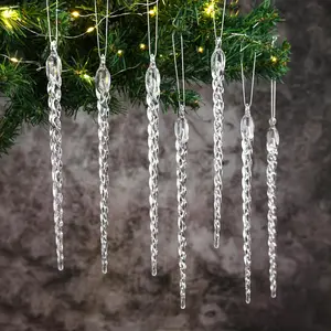 18 count 9inch Icicle Ornaments Large Christmas Plastic  Decoration Clear Christmas Tree Icicles Set