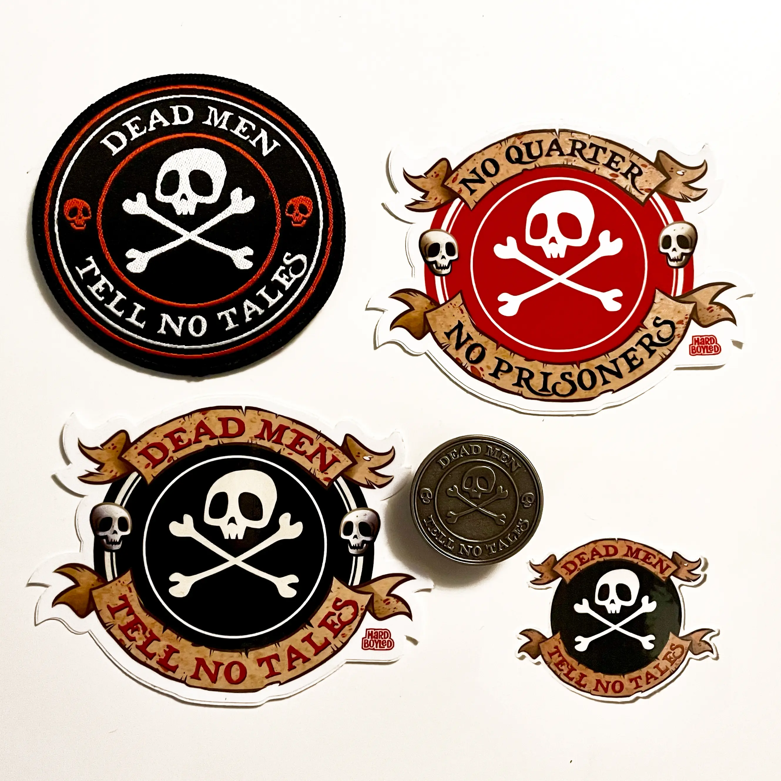 A Pirate's Life Bundle - Two Vinyl Stickers, Patch, Metal Die-Struck Pin, & Tattoo