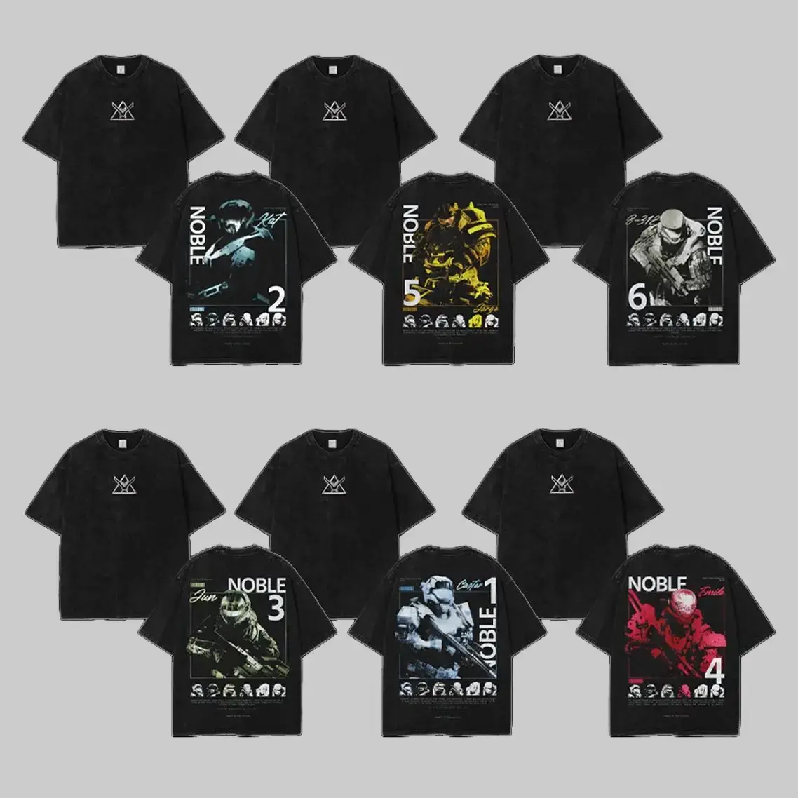 [Collection] 6 Design Noble Team Halo Reach, Remember Reach Unisex Washed Cotton T-Shirt, RPG graphic tees Top anime manga game merch Casual Streetwear men gifts shirts men Menswear Hoodie Print Straight
