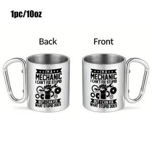 1pc 10oz "I'm a Mechanic" Funny Slogan Coffee Mug, Insulated Stainless Steel Cup for Hot/Cold Drinks, Keeps Beverages Temp, Ideal for Workplace, Road Trips, Beach - Hand Wash Only, BPA-Free, Slim Style, Reusable Drinkware