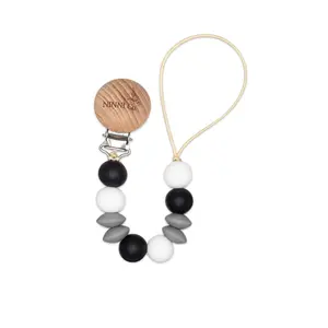Ninni Co Cookies and Cream Pacifier Clip BPA-Free Silicone Pacifier Holder with Wooden Clip