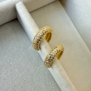 Sparkle Golden Ear Cuff 18K Gold Plated Tear Drop Earring Studs Earrings Jewelry Statement Earrings for Women