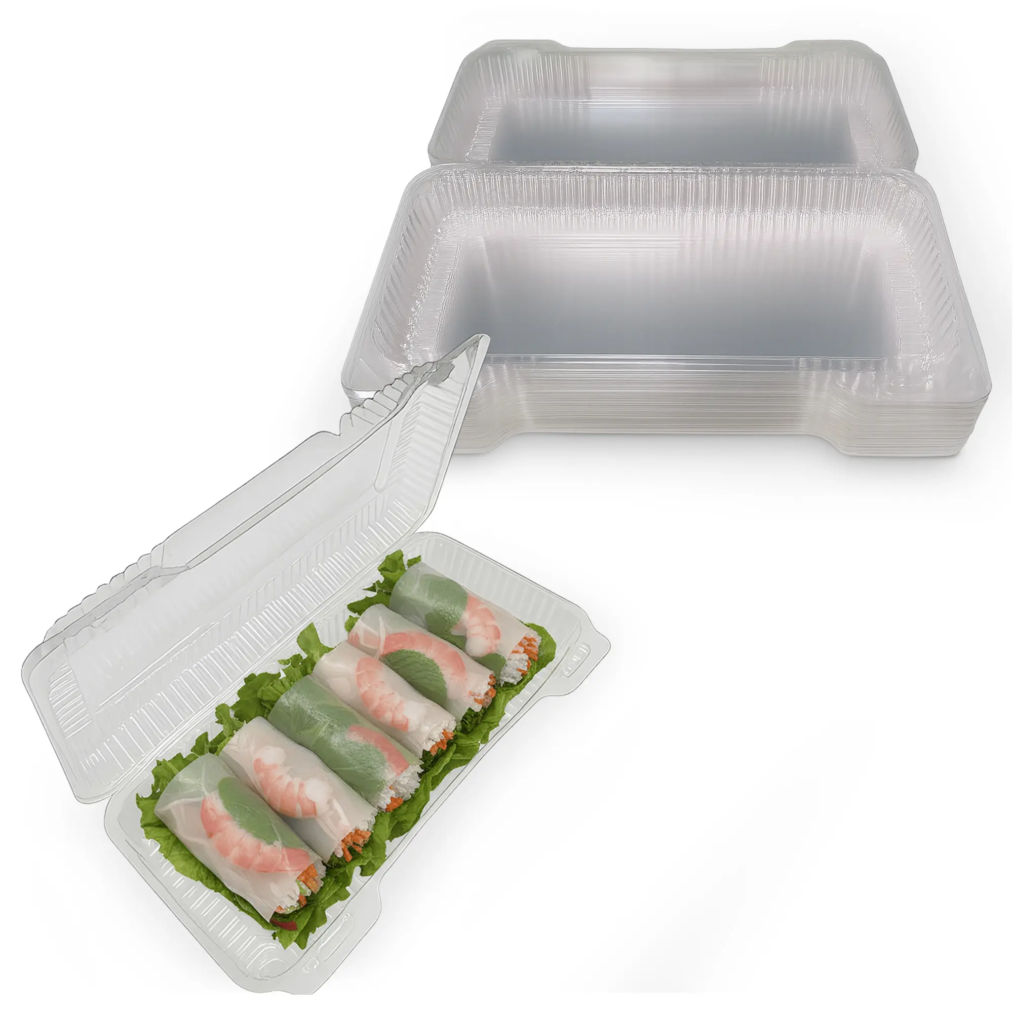 MT Products Clear Plastic Snack Containers | 13" x 6" x 2" Disposable OPS Food Containers for Pastries, Fruit & Salads | Made in USA