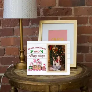 Wooden Christmas Tree Design Photo Frame, 1 Count Merry Christmas Photo Frame, Home Decor for Living Room Bedroom, Gift for Family Thanksgiving Bestie Grandma Mom Dad