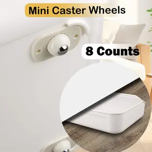 8 Counts Self Adhesive Caster Wheels, Universal Pulleys for Kitchen Appliances, Storage