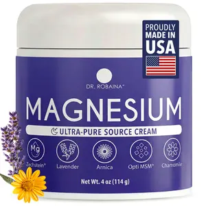 Dr. Robaina Lavender Magnesium Cream - Zechstein Magnesium & OptiMSM with Lavender Oil for Sleep Support & Relaxation, 4 oz