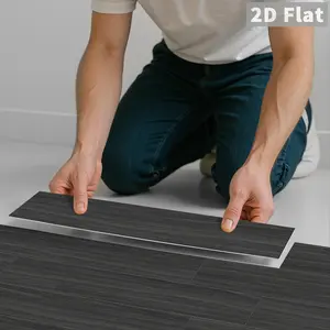 12/24PCS CFT Crystal Irregular Marble Tile Stickers, PVC & PE Foam Dark Grey Wood Grain (Matte) & Light Grey Brick Pattern Waterproof Oil-Proof Peel & Stick for Kitchen Bathroom Floor Decor