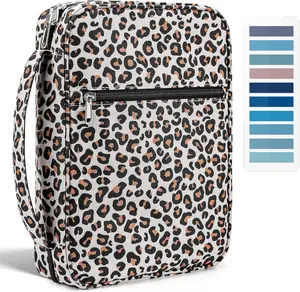 Bible Cover, Carrying Book Case Book Cover Church Bag with Handle and Zippered Pocket, Bible Protective Case w/ 200 PCs Bible Tabs