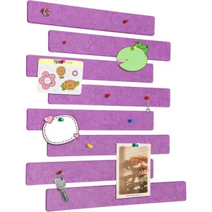 Cork Board for Walls - 8 Pack Felt Pin Board Bar Strips - Self-Adhesive Lightweight Bulletin Board - Cork Board for Office with 40 Push Pins No Damage for Wall (Rose)