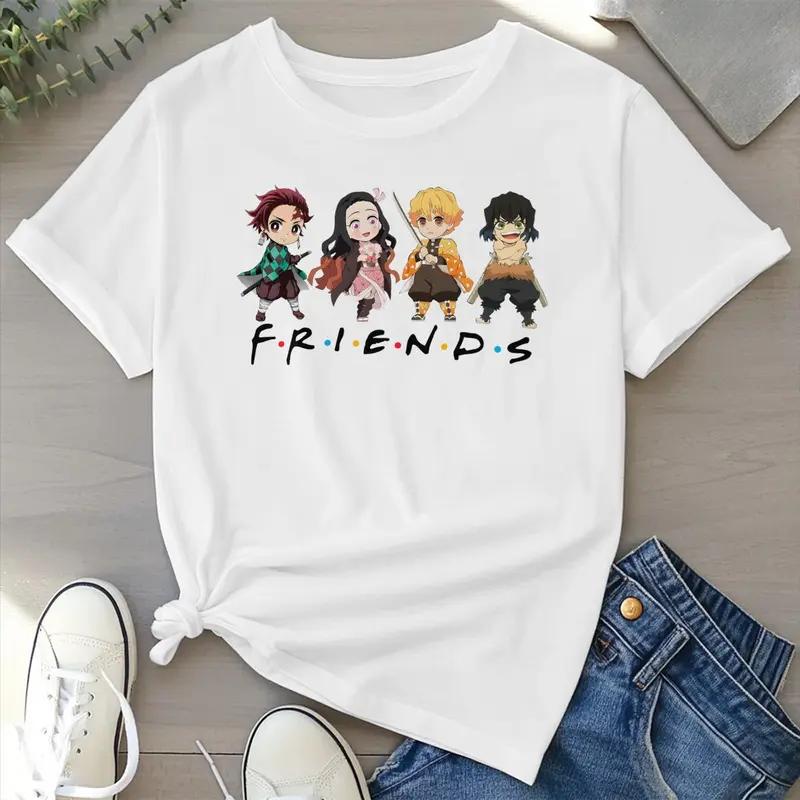 Demon Slayer Anime Tshirt for Men and Women Anime Lover Graphic Tee Fitted Knit Fabric Streetwear Top Anime Manga Nezuko Kamado Gift