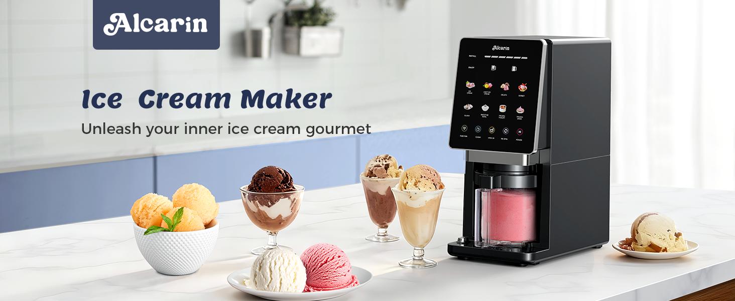 Electric Ice Cream Maker Machine for Homemade, Frozen Treat, Gelato, Yorgurt, Sorbet, Mix-in & More, 10 One-Touch Programs with 3 Pints, Keto, Vegan, Dairy-Free Options