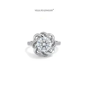 Platinum-Plated Moissanite Adjustable Ring, 2.0 Carat Total Weight – Step Cut, Elegant and Romantic, Sparkling Brilliance