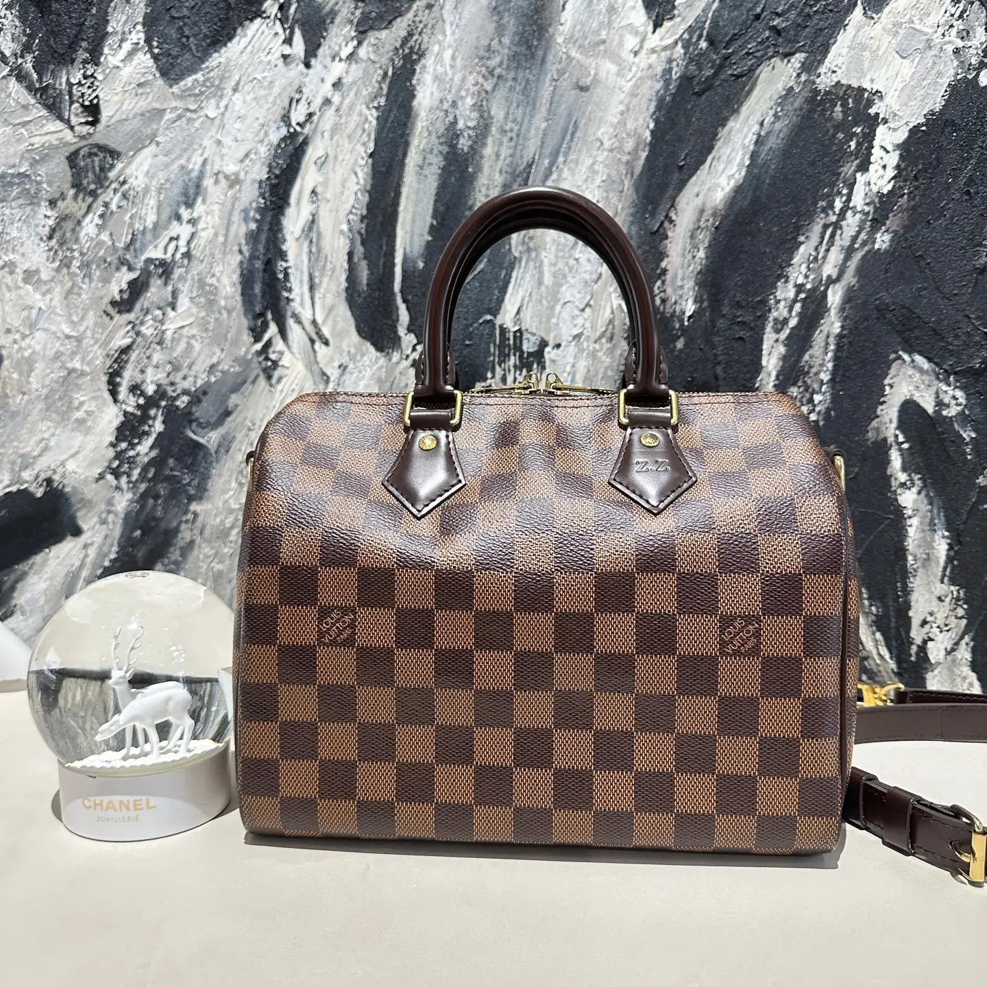 Pre-owned Louis Vuitton speedy 25 damier with strap