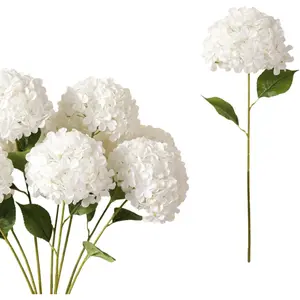 10pcs 22in White Hydrangea Artificial Flowers Faux Hydrangea Flowersr with Stems Bouquets Arrangement for Home Table Centerpieces Wedding Birthday Party Decoration(10, White)