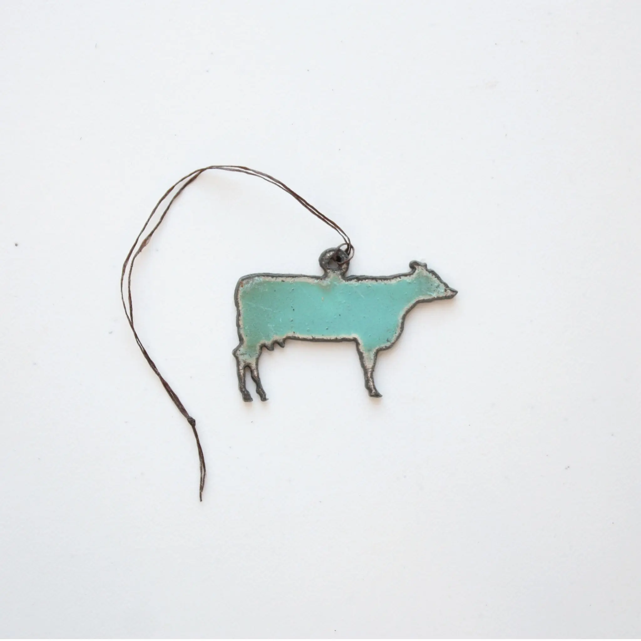 Recycled Metal Cow Ornament