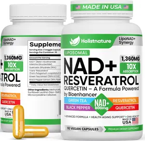 NAD+ Supplement, 1,360mg Max Strength Liposomal | Resveratrol, Quercetin, Green Tea | Cellular Energy & Healthy Aging for Men & Women | 800mg of 100% High Purity NAD+ for Energy, Focus - 90 Capsules