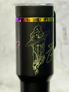 Stoner Gump Collection Tumbler - Melting Planet Astronaut - designed by RyanSherwoodTat2s - 40oz with handle - multiple colors Drinkware Reusable Portable Water Bottles Washable