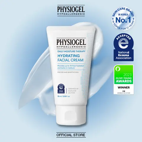 [PHYSIOGEL Official] DMT Facial Cream - 72Hr Long-Lasting Hydration, Hypoallergenic Daily Moisturizer for Sensitive Skin& All Family, Barrier Repair Cream, Korean Skincare, Ceramide, Glycerin, Squalane