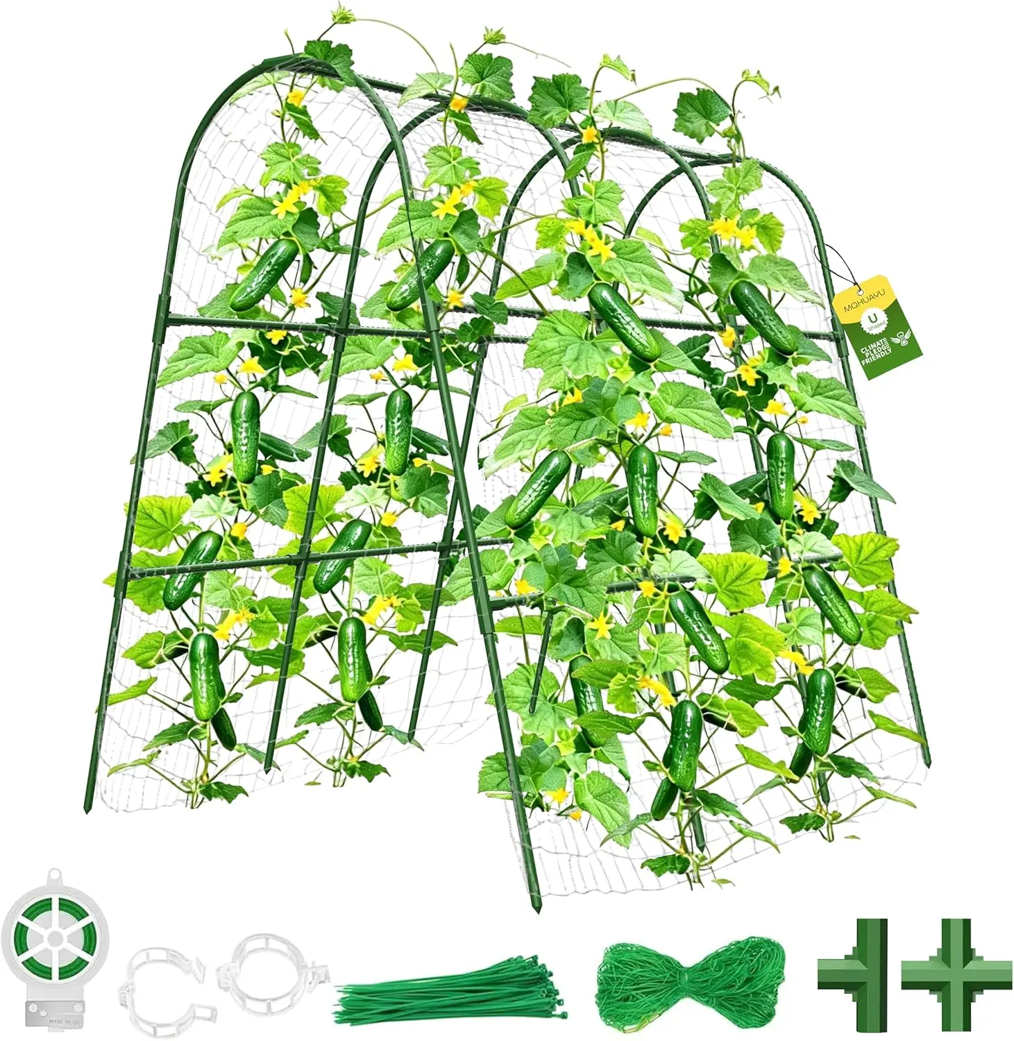 Trellis for Raised Bed,U-Shape Garden Trellis for Climbing Plants Outdoor, Metal Arch Vegetables Trellis, Plant Support for Vine (Green, 47.2x47.2 X21.6)