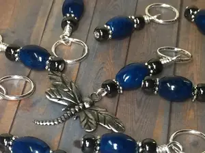 Blue River Stone Dragonfly Stitch Marker Set