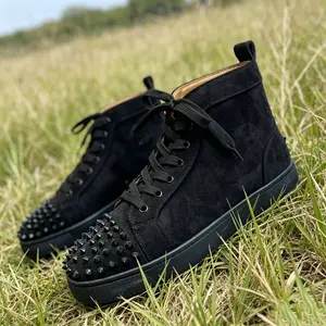 New men's shoes - stylish leather couple's trendy casual shoes with metal studs and laces, highly versatile and comfortable, providing a premium wearing experience.