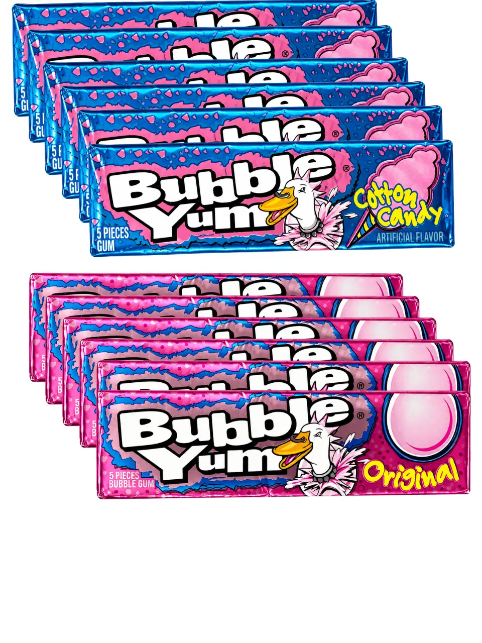 6 Pack- Bubble Yum Bubble Gum | Original, Cotton Candy or 2 Flavor Variety | 6 Packs | 5 Pieces Per Pack | Classic NYC Bodega Gum – NY Snack Pantry