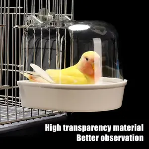 Hanging Cube Bird Bath Cage Shower Box, Portable Parakeet Bird Cleaning Tub for Parrots, Budgerigars, Parakeet Bird Bath