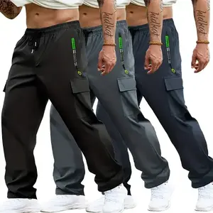 3-piece set of daily and commuting work pants - multi pocket, breathable and slightly elastic, multi-color, plus size, wrinkle resistant neutral pantsRAIMENTRY