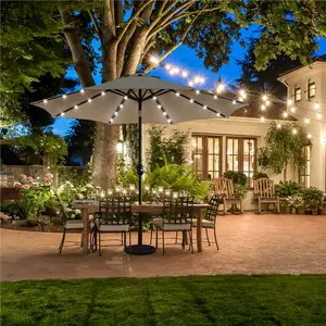 【Mother's Day Gift】Yaheetech 7.5/9/10FT Patio Umbrella Solar Market Umbrella with 6/8 Ribs Tilt and Crank Garden Table Umbrella for Garden, Deck, Backyard, Pool, Beach